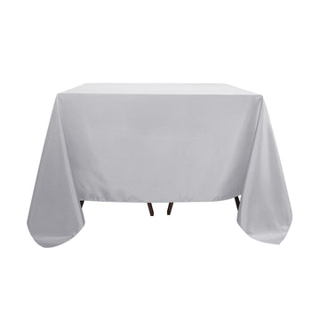 90"x90" Silver Seamless Square Polyester Tablecloth