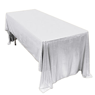 60"x126" Silver Shimmer Sequin Dots Polyester Tablecloth, Wrinkle Free Sparkle Glitter Table Cover