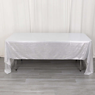 Elevate Your Event with the Silver Shimmer Sequin Dots Polyester Tablecloth Elevate Your Event with the Silver Shimmer Sequin Dots Polyester Tablecloth