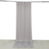 Silver 4-Way Stretch Spandex Photography Backdrop Curtain with Rod Pockets, Drapery Panel