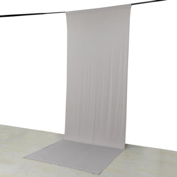 Silver 4-Way Stretch Spandex Event Curtain Drapes, Wrinkle Resistant Backdrop Event Panel with Rod Pockets - 5ftx14ft