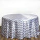 120" Round Jazzed Up Chevron Tablecloths - White / Silver