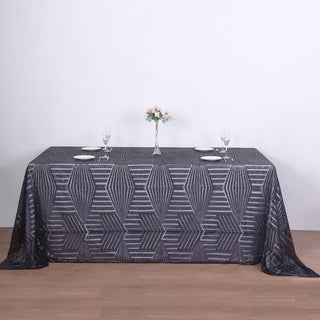 Add Elegance and Glamour with the Black Seamless Diamond Sequin Tablecloth