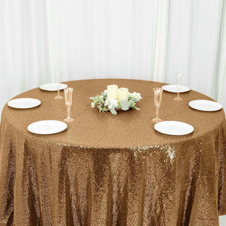 Transform Your Tables with the Gold Seamless Premium Sequin Round Tablecloth Transform Your Tables with the Gold Seamless Premium Sequin Round Tablecloth