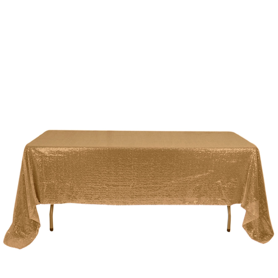 60"x126" Gold Premium Sequin Rectangle Tablecloth