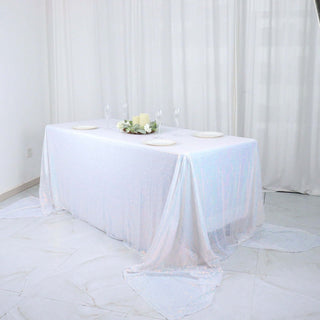 Elevate Your Event with the Iridescent Blue Sequin Rectangle Tablecloth Elevate Your Event with the Iridescent Blue Sequin Rectangle Tablecloth