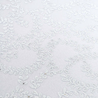 Create Unforgettable Events with the Silver Sequin Leaf Embroidered Tulle Round Tablecloth Create Unforgettable Events with the Silver Sequin Leaf Embroidered Tulle Round Tablecloth