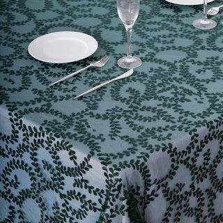 Unforgettable Table Decor with the Hunter Emerald Green Sequin Leaf Embroidered Tulle Rectangular Tablecloth