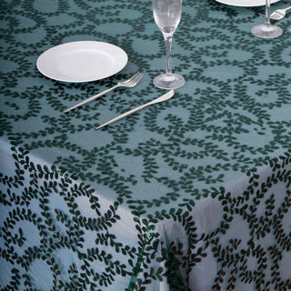 Unforgettable Table Decor with the Hunter Emerald Green Sequin Leaf Embroidered Tulle Rectangular Tablecloth Unforgettable Table Decor with the Hunter Emerald Green Sequin Leaf Embroidered Tulle Rectangular Tablecloth