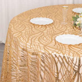 Elevate Your Tablescapes with the Gold Wave Mesh Round Tablecloth