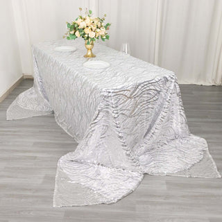 Create an Unforgettable Atmosphere with the Silver Wave Mesh Rectangular Tablecloth Create an Unforgettable Atmosphere with the Silver Wave Mesh Rectangular Tablecloth