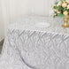 90x156inch Silver Wave Mesh Rectangular Tablecloth With Embroidered Sequins