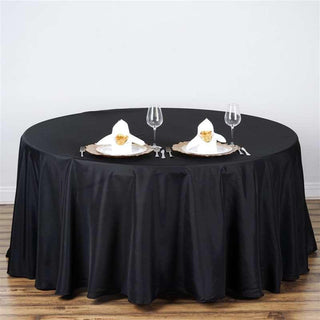 Add Elegance to Your Event with the Black Seamless Polyester Round Tablecloth
