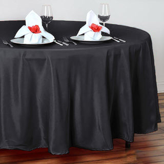 Enhance Your Event Décor with the Black Seamless Polyester Round Tablecloth