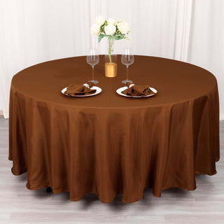 Elevate Your Event Decor with the Cinnamon Brown Round Tablecloth Elevate Your Event Decor with the Cinnamon Brown Round Tablecloth