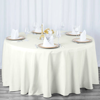 Elevate Your Event Decor with the Ivory Polyester Tablecloth