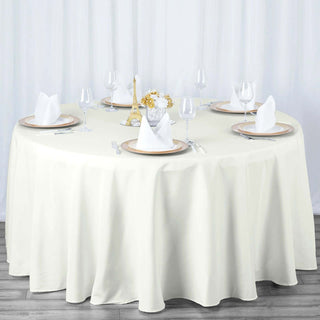 Elevate Your Event Decor with the Ivory Polyester Tablecloth Elevate Your Event Decor with the Ivory Polyester Tablecloth