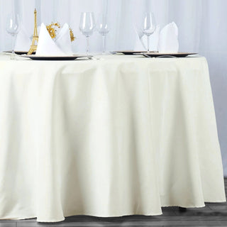 Elegant Ivory Polyester Tablecloth for a Sophisticated Touch