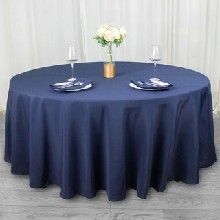 Easy to Clean and Care for Navy Blue Premium Polyester Round Tablecloth Easy to Clean and Care for Navy Blue Premium Polyester Round Tablecloth