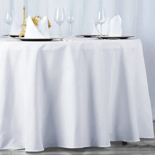 Premium White Polyester Round Tablecloth - Add Elegance to Your Event