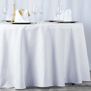 Premium White Polyester Round Tablecloth - Add Elegance to Your Event Premium White Polyester Round Tablecloth - Add Elegance to Your Event