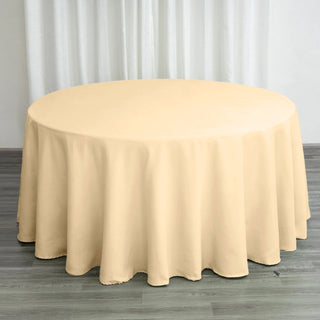 Beige Seamless Polyester Round Tablecloth Beige Seamless Polyester Round Tablecloth
