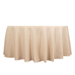 Beige Seamless Premium Polyester Round Tablecloth - The Perfect Choice Beige Seamless Premium Polyester Round Tablecloth - The Perfect Choice
