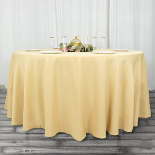 Elegant Champagne Seamless Premium Polyester Round Tablecloth - 220GSM