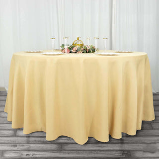 Elegant Champagne Seamless Premium Polyester Round Tablecloth - 220GSM Elegant Champagne Seamless Premium Polyester Round Tablecloth - 220GSM