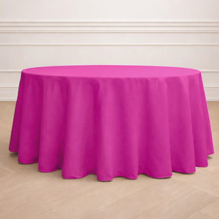 Pink round tablecloth with pleated design