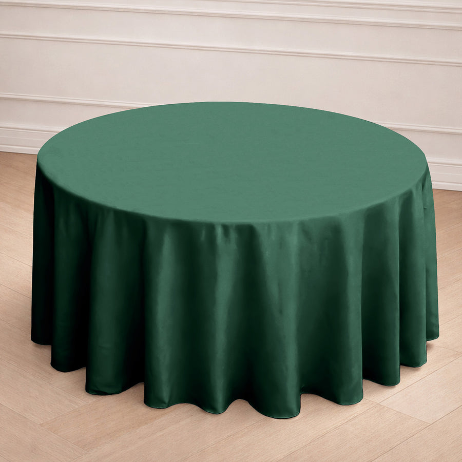Green round tablecloth with elegant drape