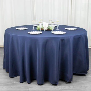 Elevate Your Event with the Navy Blue Round Tablecloth