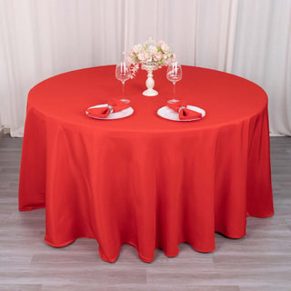 Elevate Your Events with the Red Premium Polyester Round Tablecloth Elevate Your Events with the Red Premium Polyester Round Tablecloth