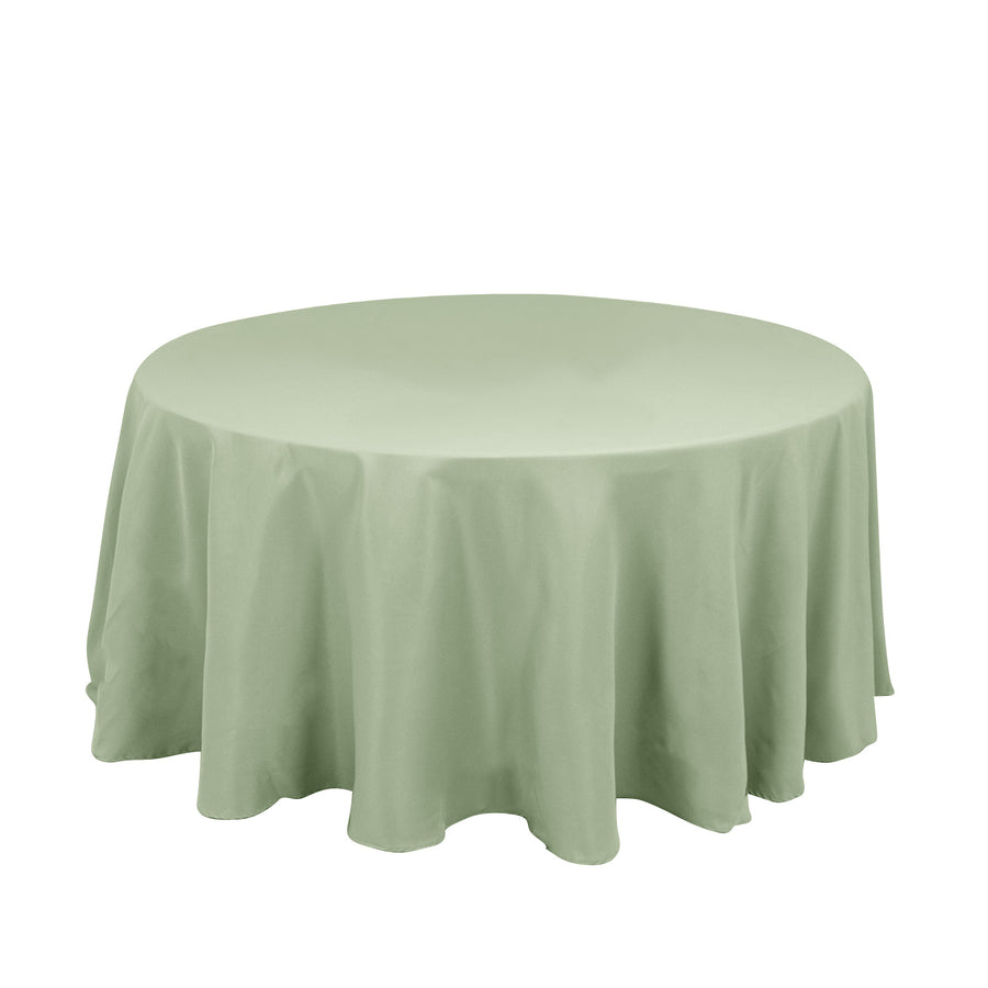 120" Sage Green Seamless Premium Polyester Round Tablecloth - 220GSM for 5 Foot Table