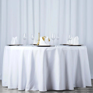 Elevate Your Event with the 120" White Polyester Tablecloth Elevate Your Event with the 120" White Polyester Tablecloth