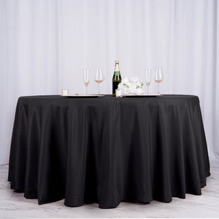 Elevate Your Event Decor with the Black Seamless Polyester Round Tablecloth