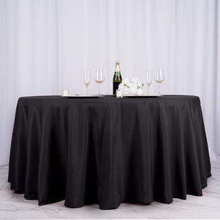 Elevate Your Event Decor with the Black Seamless Polyester Round Tablecloth Elevate Your Event Decor with the Black Seamless Polyester Round Tablecloth