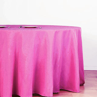 Transform Your Events with the 132" Fuchsia Seamless Polyester Round Tablecloth