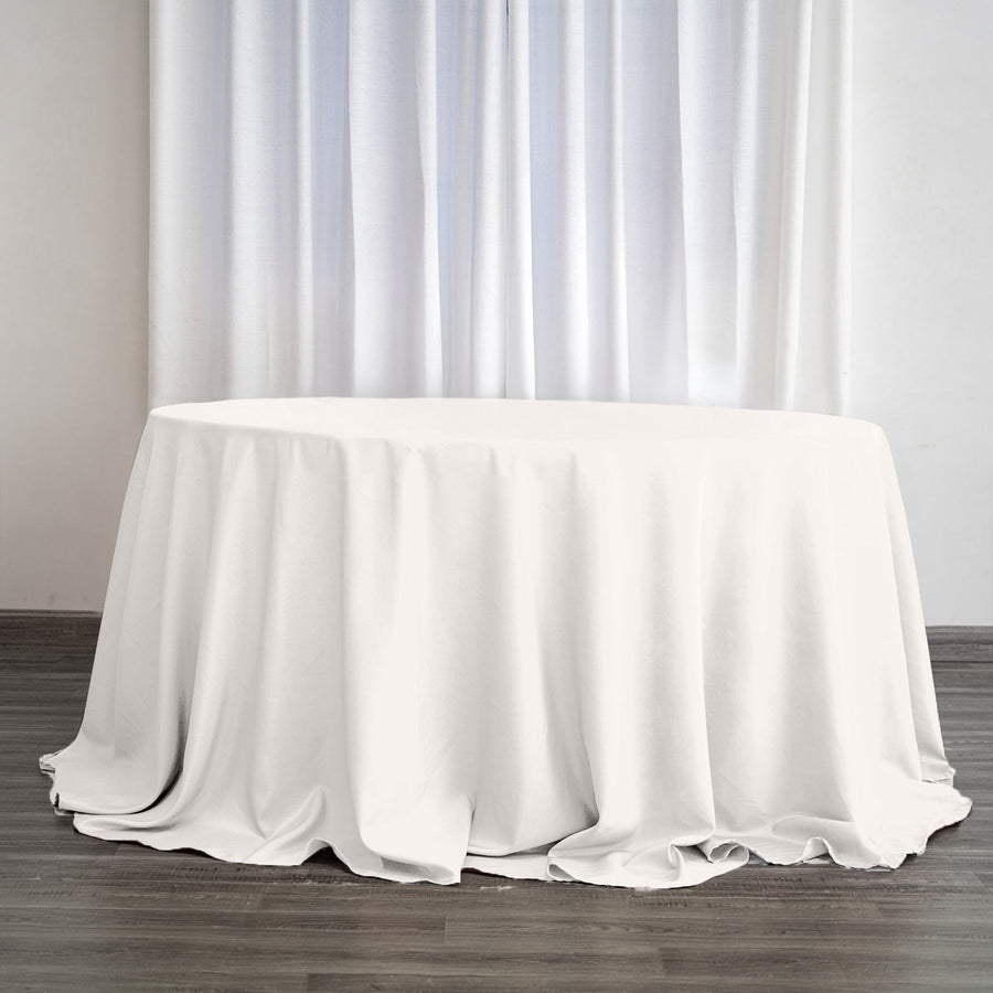 132Inch Ivory Seamless Polyester Round Tablecloth