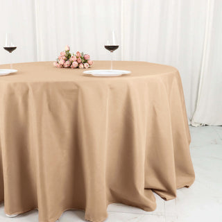 Unleash Your Creativity with the 132" Nude Seamless Polyester Round Tablecloth Unleash Your Creativity with the 132" Nude Seamless Polyester Round Tablecloth