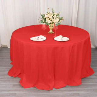 Add Elegance to Your Event with a Red Seamless Premium Polyester Round Tablecloth Add Elegance to Your Event with a Red Seamless Premium Polyester Round Tablecloth