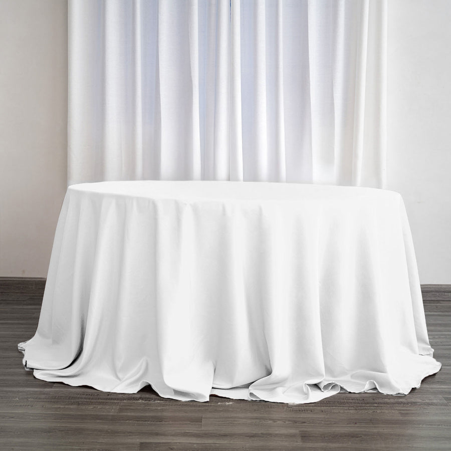 132Inch White Seamless Polyester Round Tablecloth