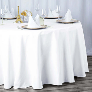 Create Unforgettable Memories with the White Seamless Premium Polyester Round Tablecloth Create Unforgettable Memories with the White Seamless Premium Polyester Round Tablecloth
