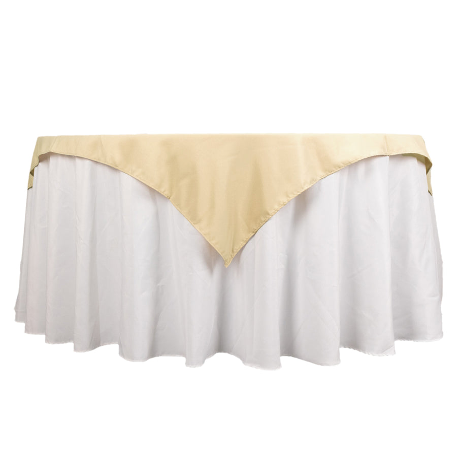 54\"x54\" Beige Premium Polyester Square Table Overlay - 220GSM