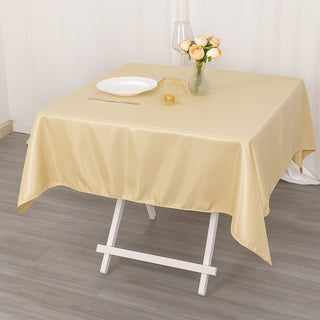 Beige Premium Polyester Square Tablecloth - The Epitome of Elegance Beige Premium Polyester Square Tablecloth - The Epitome of Elegance