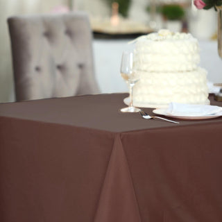 Elevate Your Event with the 60"x102" Chocolate Polyester Rectangular Tablecloth Elevate Your Event with the 60"x102" Chocolate Polyester Rectangular Tablecloth