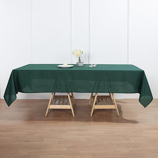 Add Elegance to Your Event with the Hunter Emerald Green Polyester Rectangular Tablecloth