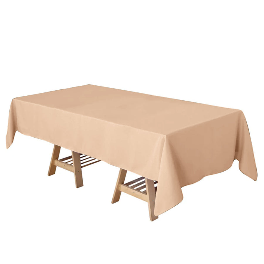 60"x102" Nude Polyester Rectangular Tablecloth