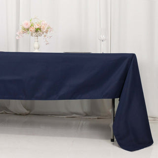 Elevate Your Event with the Navy Blue Polyester Tablecloth Elevate Your Event with the Navy Blue Polyester Tablecloth