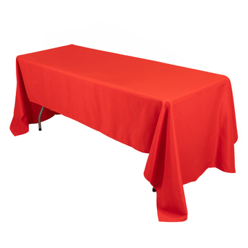 60"x126" Red Seamless Premium Polyester Rectangular Tablecloth - 220GSM